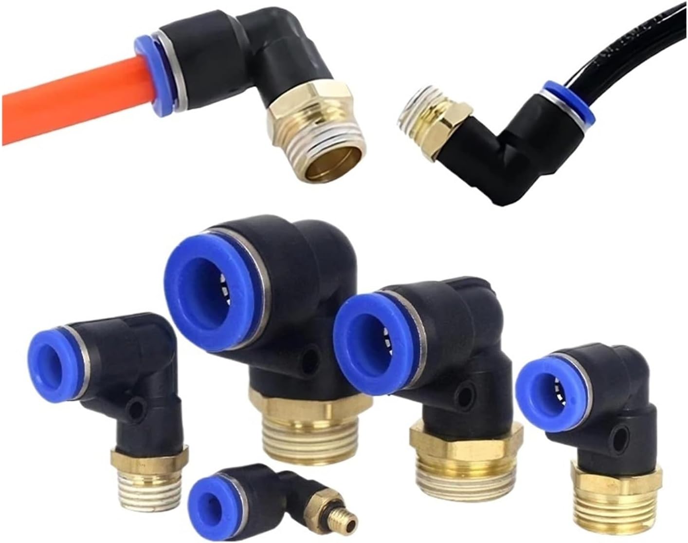 PL Elbow pneumatic Air Connector 1/8 "1/4" 3/8 "1/2" Male pneumatic thread tube Fitting tube Air Push In Mount OD 4 6 8 10 12mm(PL12-01,1000 PCS)