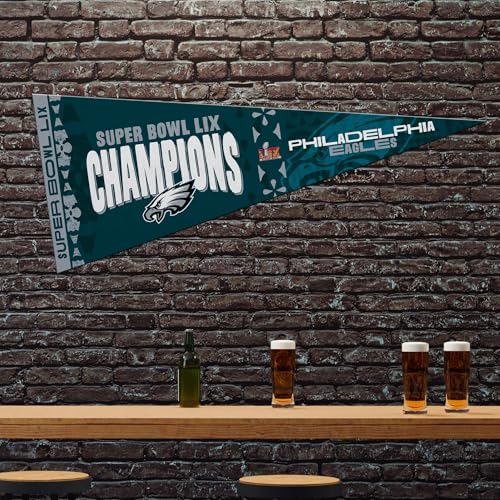 Image of Rico Industries NFL Football Philadelphia Eagles 2025 Super Bowl Champs 12 inch x 30 inch Felt Wall Decor Pennant - Great for Home /Bed Room /Man Cave Decor