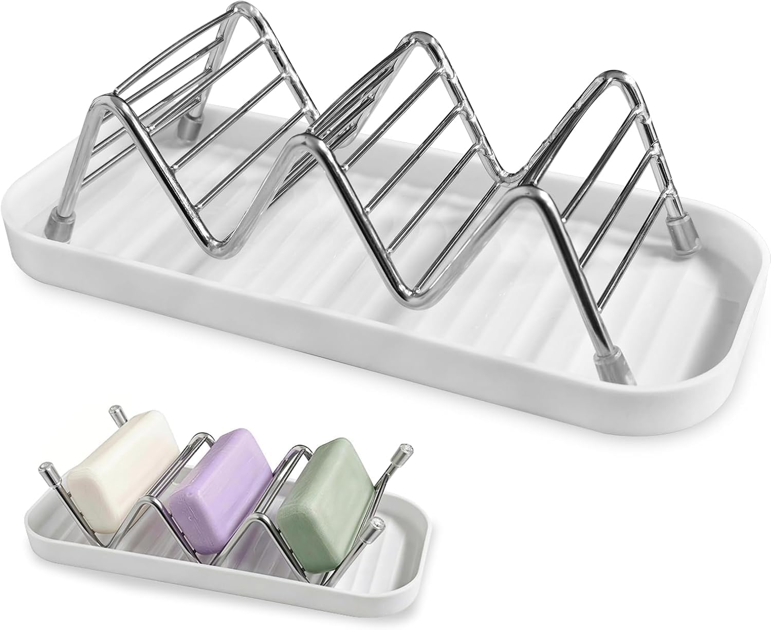Stainless Steel Self Draining Soap Dish Holder with Removable Tray, Rustproof Soap Saver for Bathroom Shower, Kitchen Sink & Shampoo Bars-image-13