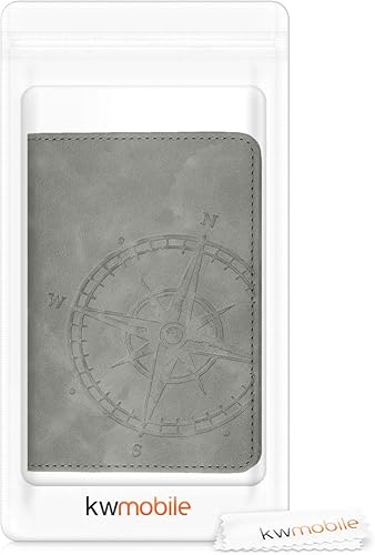 Miniatura 4 de kwmobile Soporte de registro y seguro - Soporte para documentos de coche para documentos y tarjetas de vehículos - Piel sintética con diseño - Gris