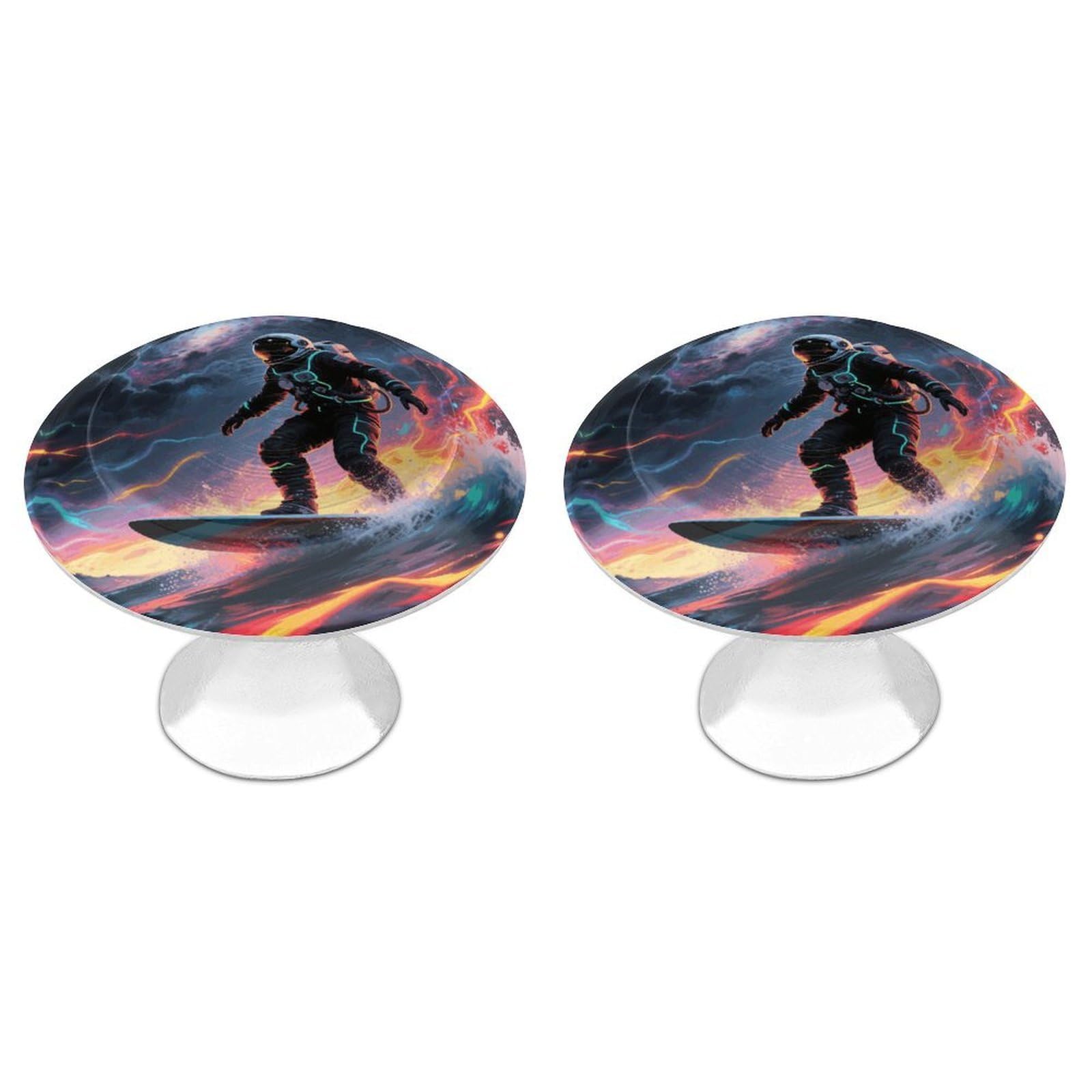 Maccbn Style-5 2 Pack 1.1"Round Astronaut Star Surfing Drawer Knob Stainless Steel Kitchen Cabinet Knob Pulls With Screws Hardware Decorative Handles Knobs For Dresser Cupboard Closet Door Wardrobe Easy Install