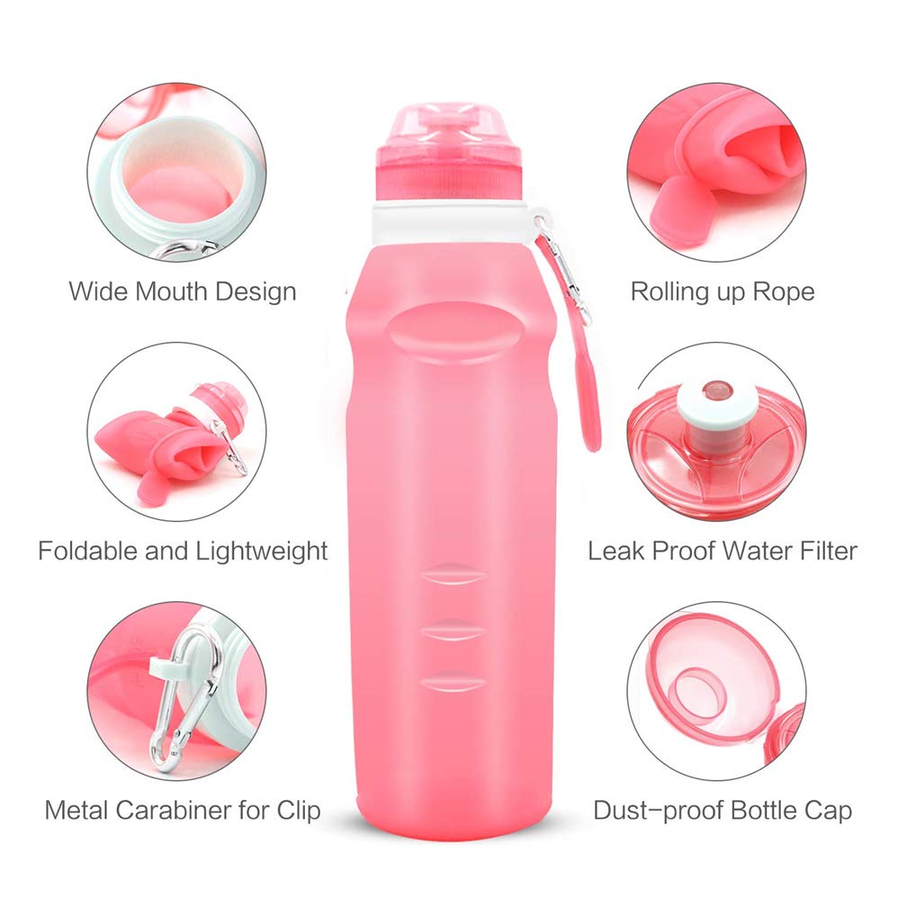 Borraccia pieghevole per esterni, 600 ml, in silicone, quadrata, riutilizzabile, leggera, a prova di perdite, da viaggio, per escursioni