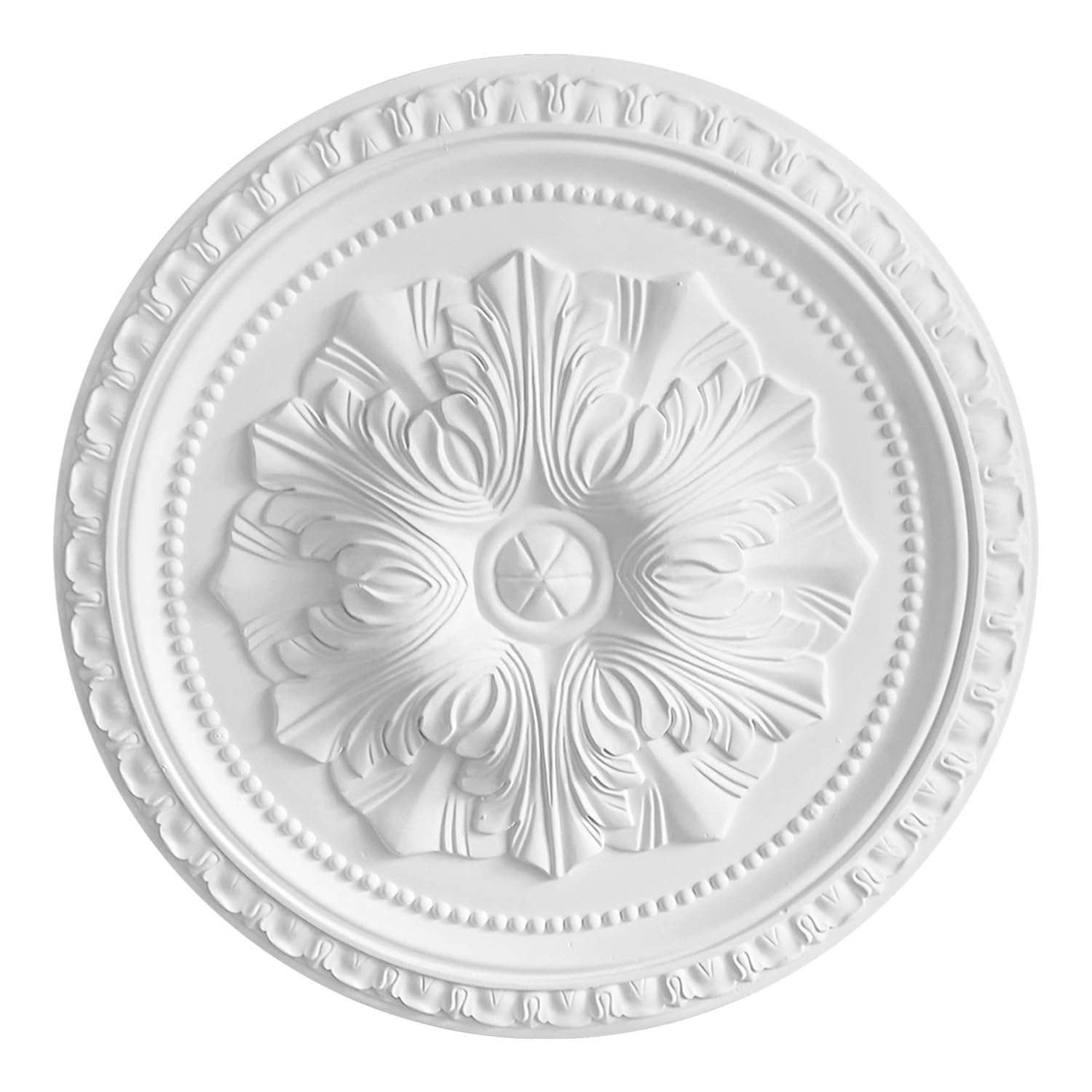 Living Heat White Braccia Floreali - Ornate Decorative Ceiling Rose - Lightweight Polyurethane 46Cm X 3.5Cm