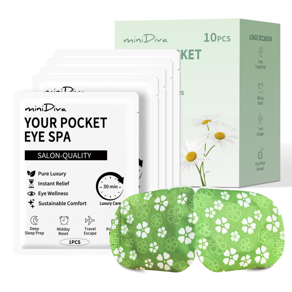Minidiva Steam Eye Mask, 10Pcs Self-Heating for Dry Eyes Dark Circles & Stress Relief (Chamomile), 1 count (Pack of 10)