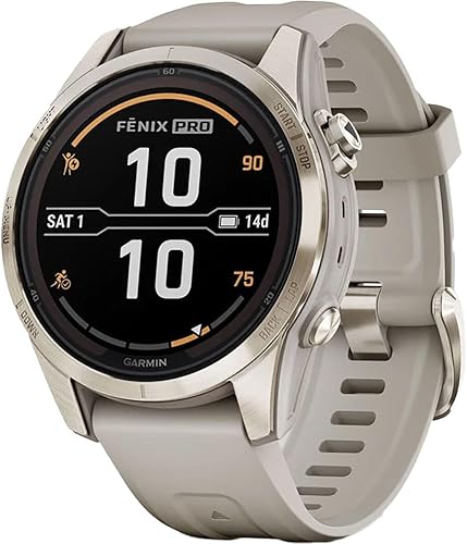 Garmin fnix 7S Pro Sapphire Solar, reloj inteligente GPS multideportivo, linterna incorporada, capacidad de carga solar, arena