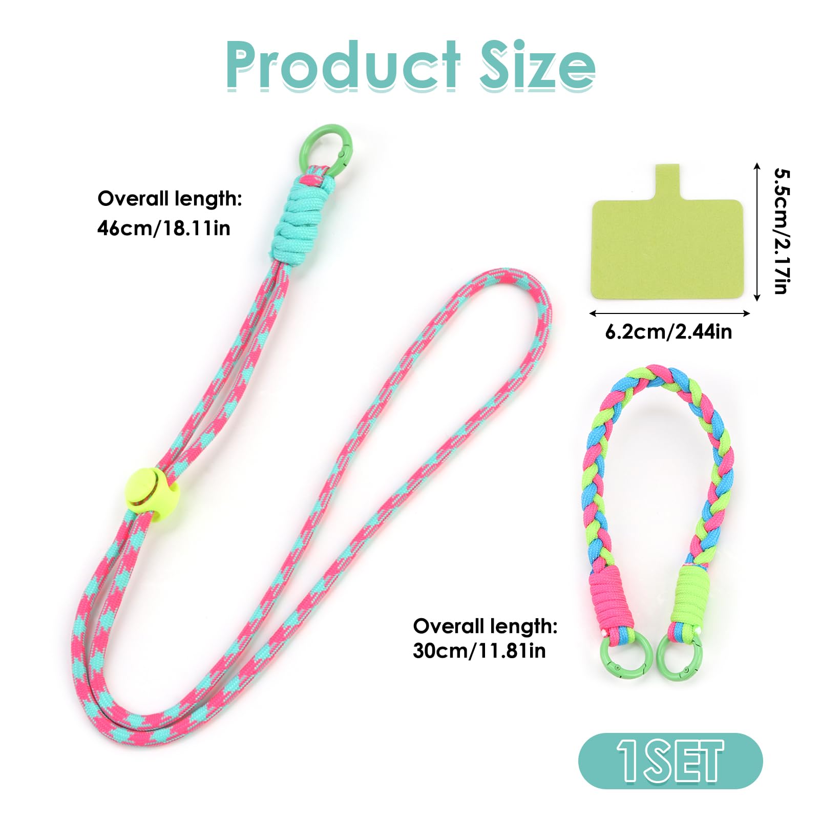 Set of 2 mobile phone necklaces and bracelets in pastel blue and pink for secure hold and stylish wear on neck and wrist, ideal for travel — view 5