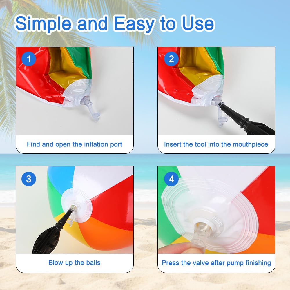 Paquete de 4 pelotas de playa, pelotas de playa inflables de 16 pulgadas, bolas de piscina de color arcoíris para natación, flotadores de piscina, pelotas de playa para fiestas de verano, juegos