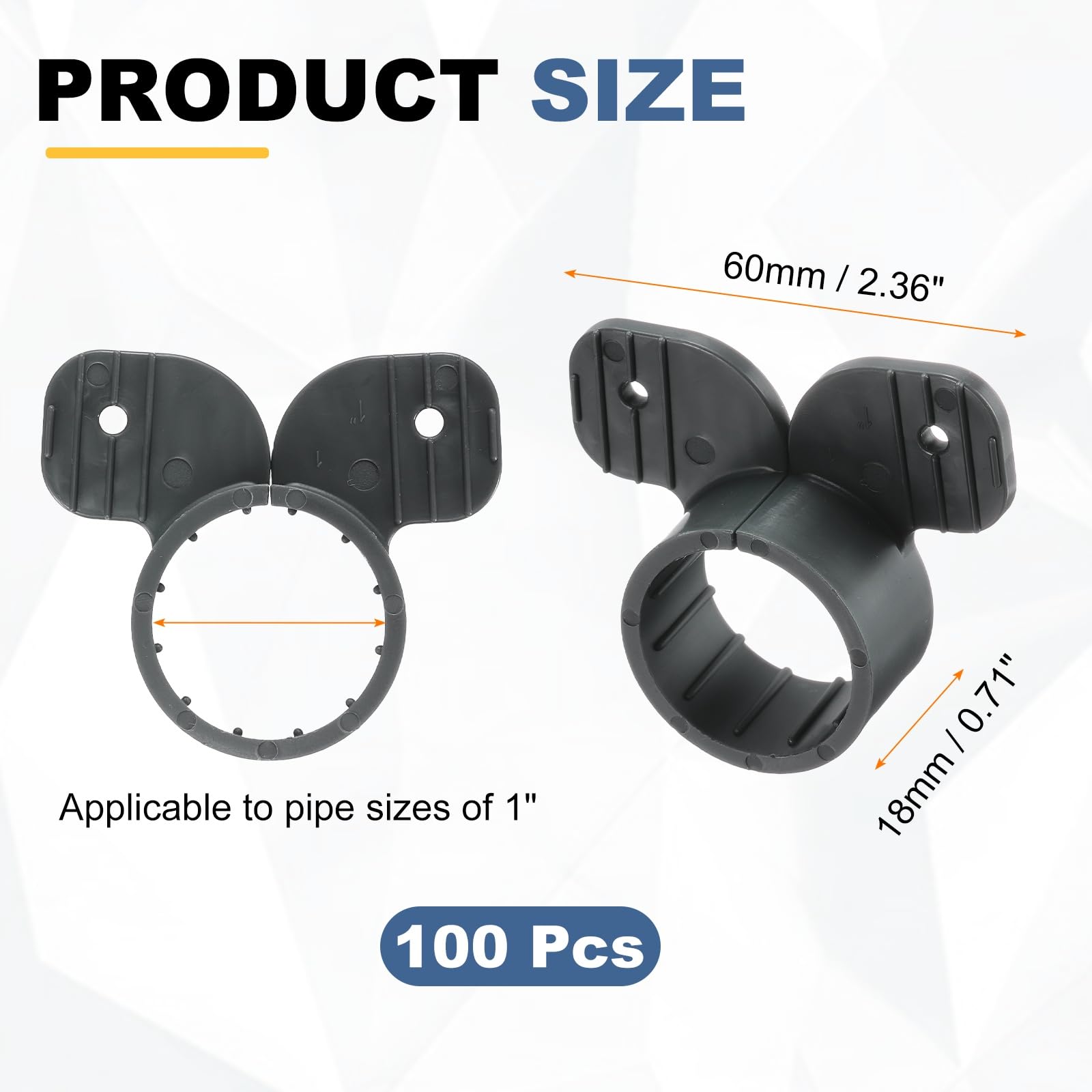 QUARKZMAN 100pcs Colliers De suspendu Pour Tuyaux 1" Style Lépidoptère Gris