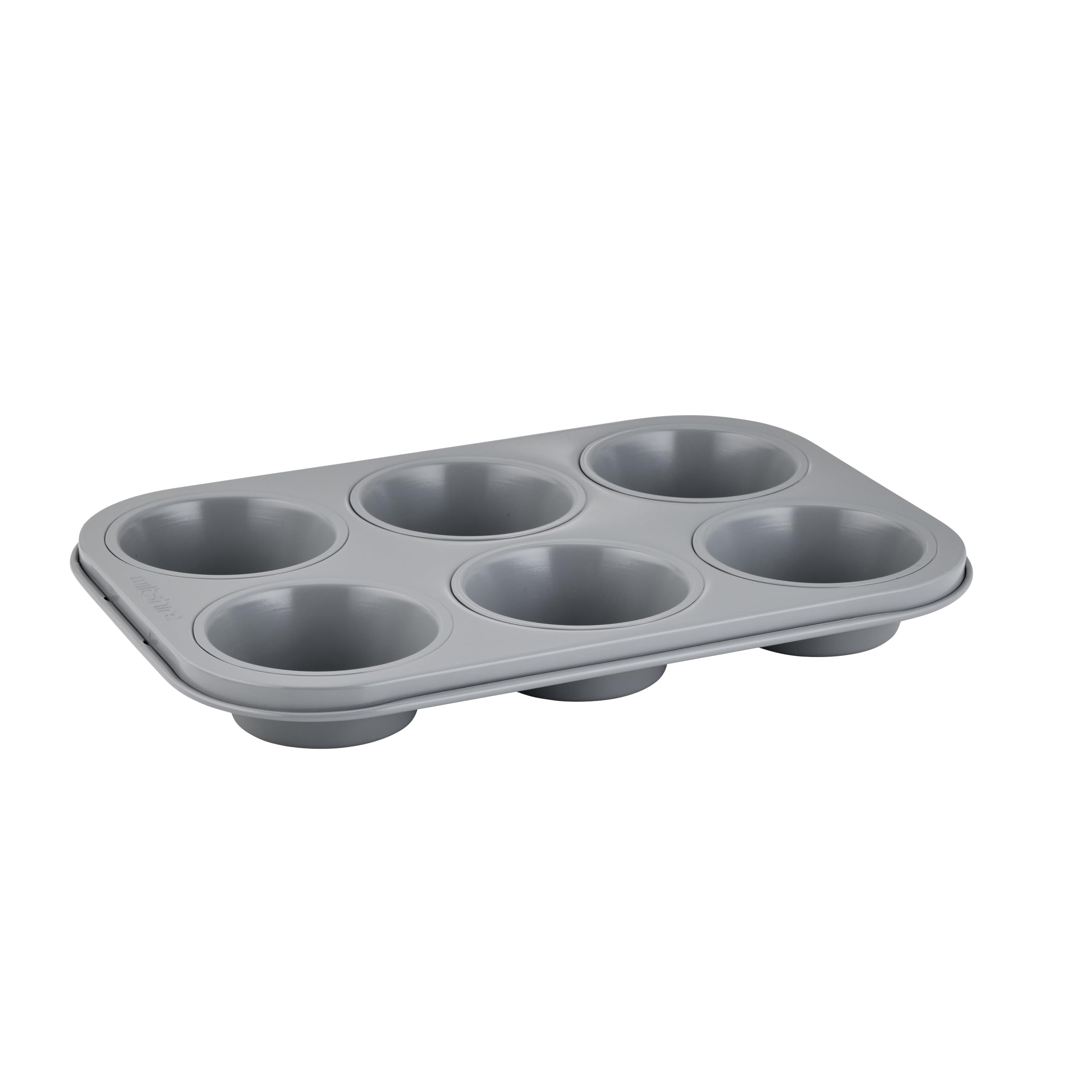 Wiltshire Colour Rush 6 Cup Muffin Tray, Shale Grey, PFOA PTFE Free, Cupcake Mould, Non-Stick Coating, Rectangular Coated Baking Tin, Sheet Steel Bakeware, Carbon Steel, 7x3cm Cup Size