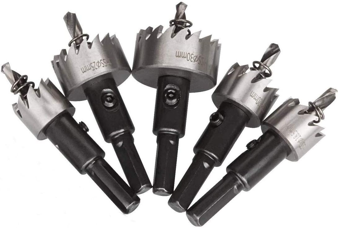 HASTHIP 5Pcs Professional 16-30Mm Hss Drill Bits Set Hole Saws Drill Bit Stainless High Speed Steel Metal Alloy, Hex
