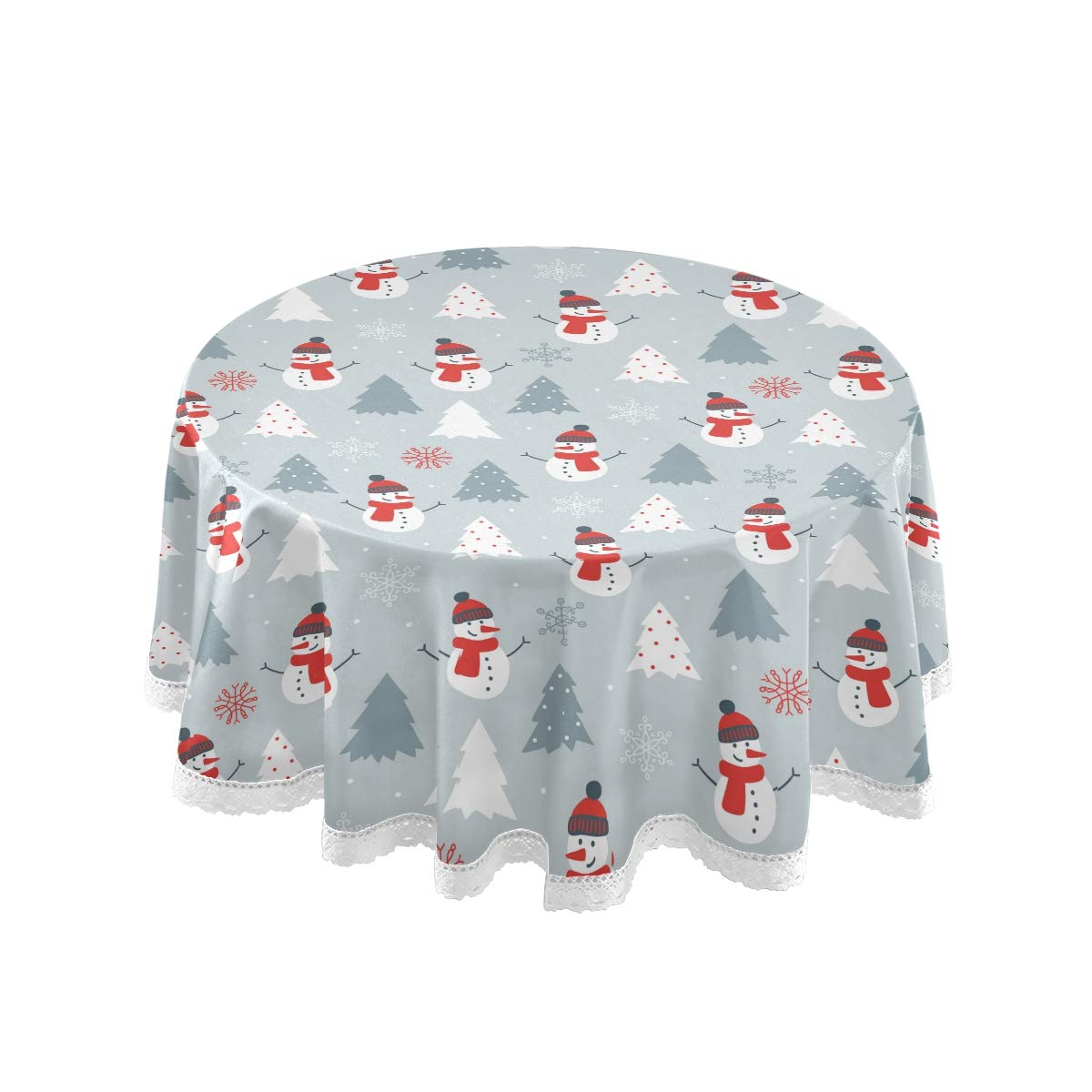 Mnsruu Pattern 1 Christmas Tablecloths, Christmas Hipster Snowman Snowflake Decorative Table Cloth For Circular Table Cover Dinner Table Parties