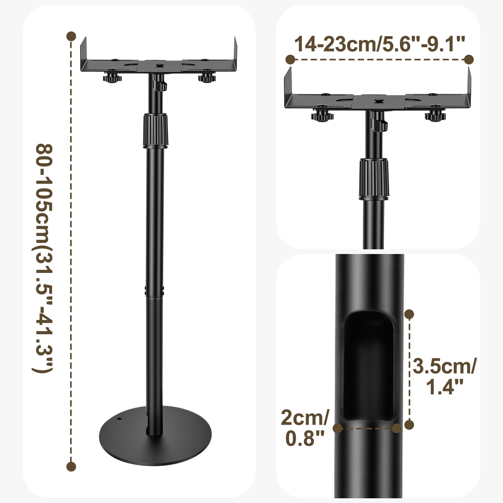 OUUTMEE Lot de 2 Support Enceinte Réglable, Jusqu'à 10KG