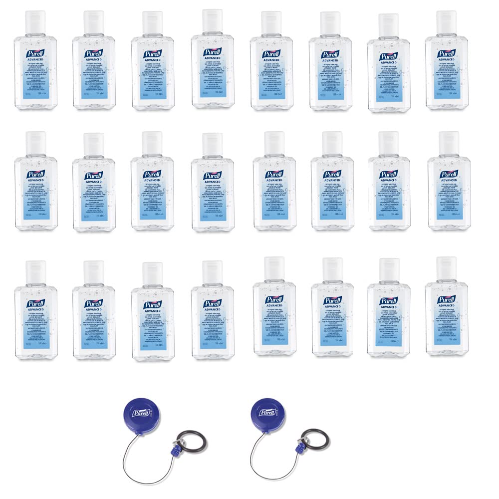 Purell Advanced Hygienisches Händedesinfektionsmittel, 100Ml Flip Top Flasche X 24 Mit 2 X Purell Personal Gear Einziehbarer Clip