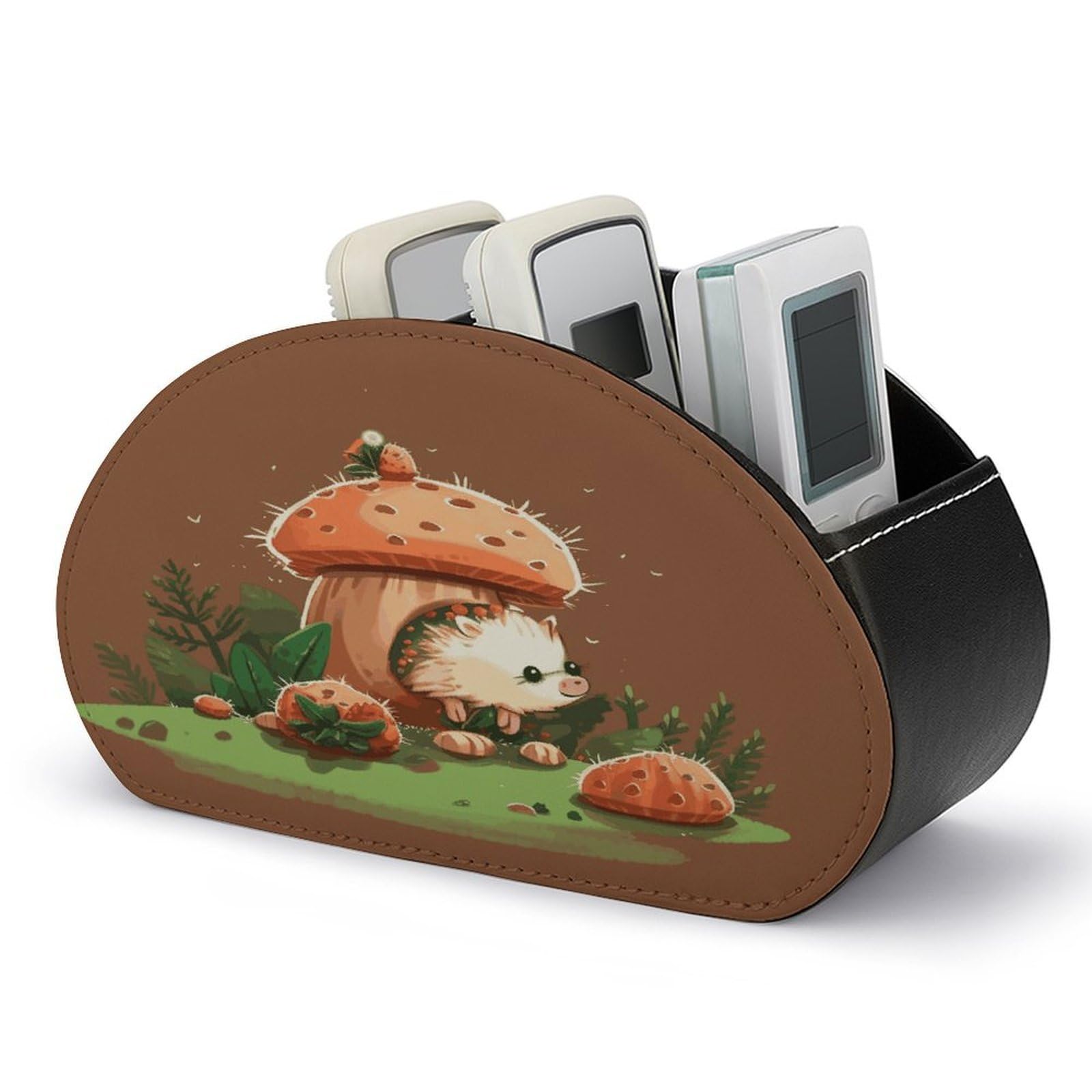 Btcowzrv Style Hedgehog And Mushroom Remote Control Holder With 5 Compartments