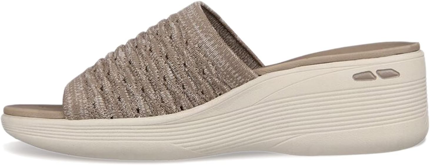 Skechers Women's Wedge Sandal, Taupe, 10