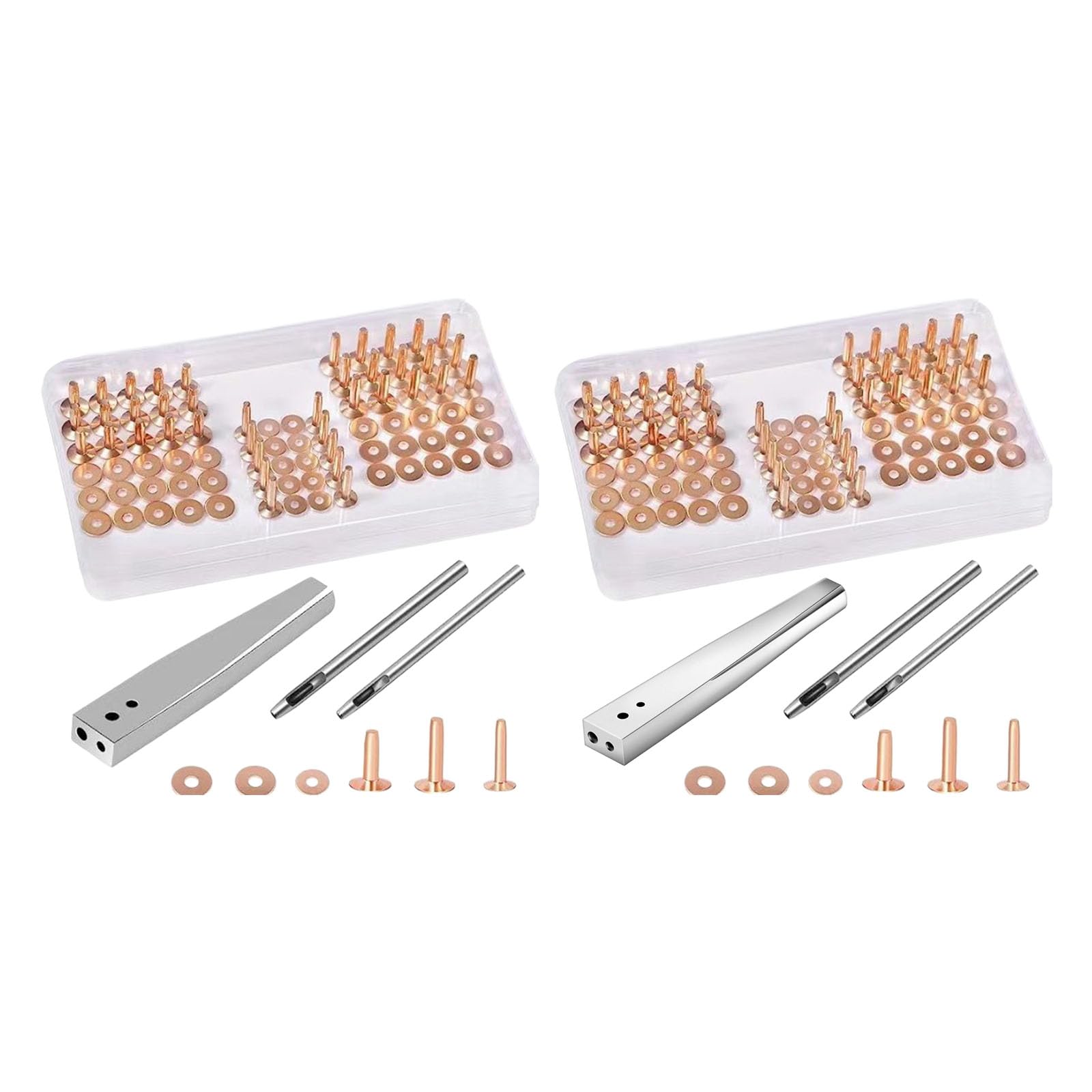 Ensemble de rivets rivets en métal robustes avec perforateur outil d ' installation pour l ' artisanat du cuir ceinture portefeuille équipement professionnel d ' artisanat du cuirbronze ensemble