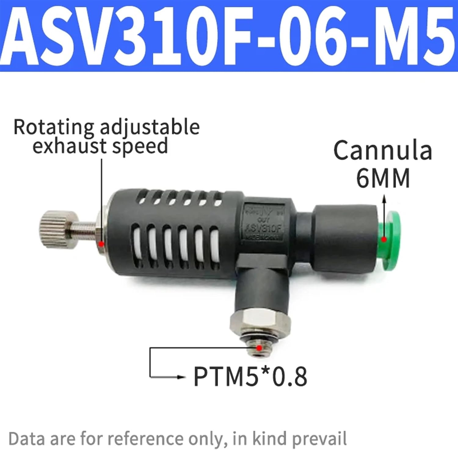 Speed Regulation Controller ASV310F ASV410F ASV510F Quick Coupling of Quick Exhaust Valve with Throttling Muffler(Color:ASV310F-06-M5)