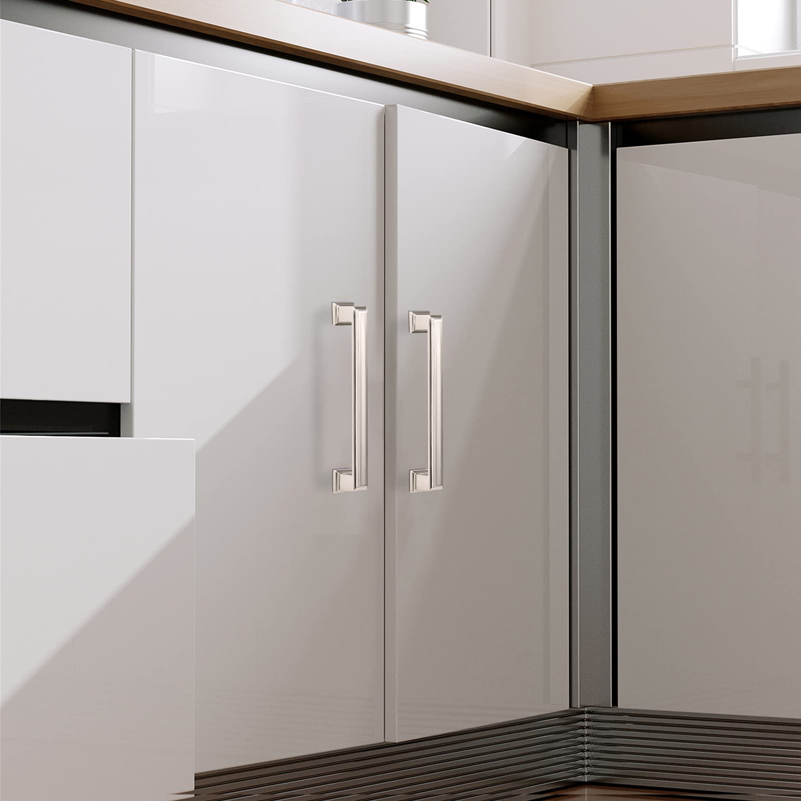 Asidrama Paquete De 10 Manijas De Gabinete De Cocina De Níquel Satinado Cepillado De 5 Pulgadas (5.039 In) Para Gabinetes De Cocina, Accesorios Para Cajones De Armario