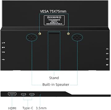 11.6 Inch Portable Monitor 1366 x 768 LED Display Small External Monitor for Laptop and Computer, Build in Speakers