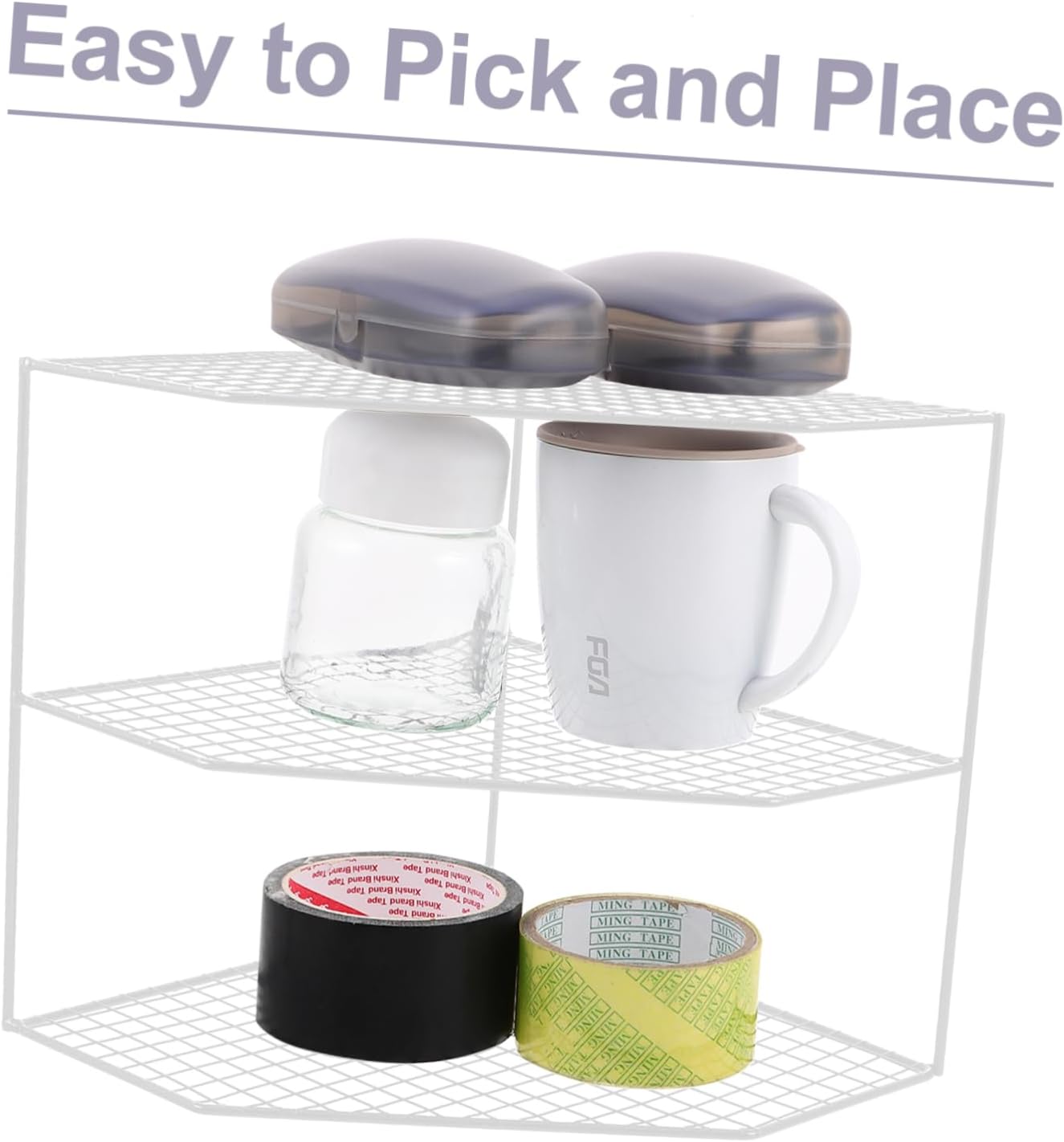 Kitchen Countertop Organizer Multi-functional Corner Spice Rack Pot Storage Shelf for Kitchen and Bathroom Space-saving Compact Design for Efficient Storage