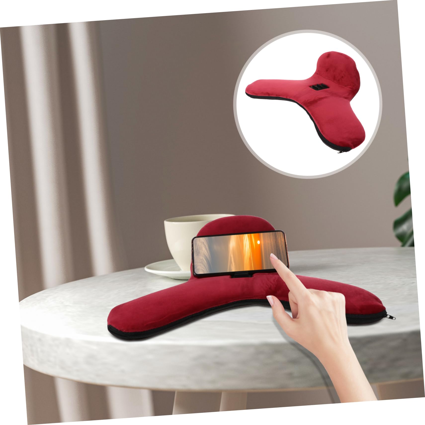 SECFOU Soporte para Teléfono y Tableta con Almohada Ergonómica Soporte De Escritorio para Ver Videos y Leer Compatible con Smartphones y Color
