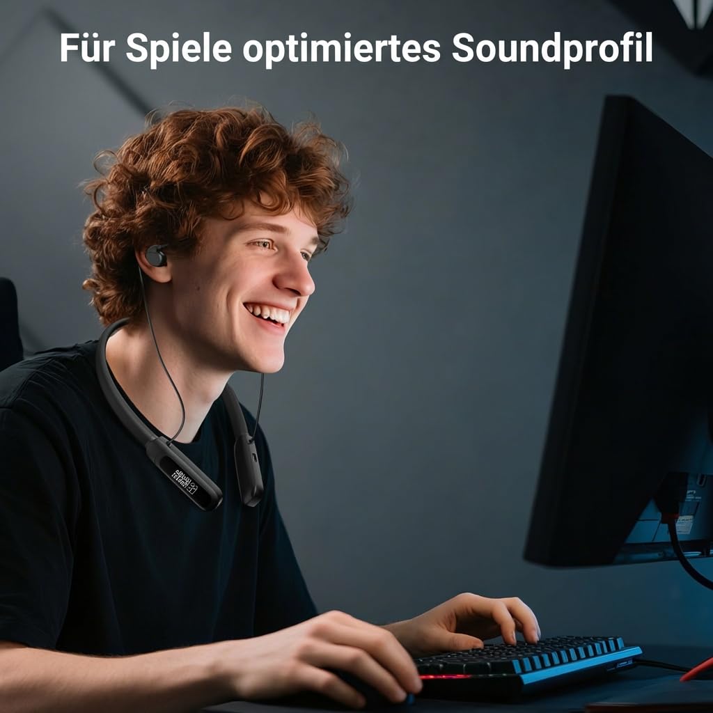 Rampage 2 Auriculares Gaming Inalámbricos con Dongle USB-C de 2,4 GHz, Bluetooth, Latencia Ultrabaja de 20 ms, Banda para el Cuello con Micrófono, 32 h de Autonomía, para PS5, PC y Portátil