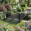 Garturects 6 FT Metal Garden Bridge - Decorative Footbridge with Siderails, 660 LBS Weight Capacity, Outdoor Foot Bridge for Backyard, Creek, Stream, Pond (Black)