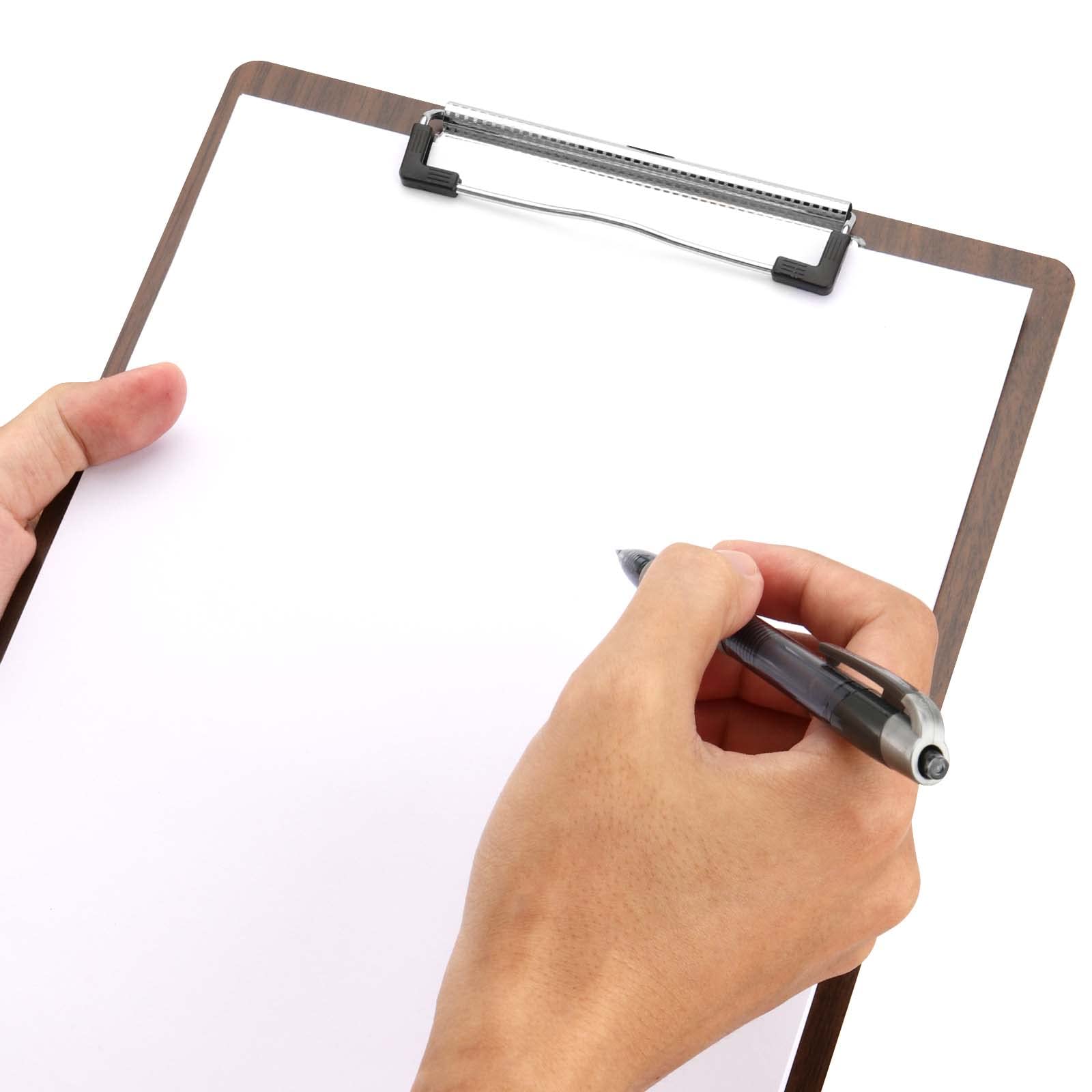 SEUNMUK Lot de 10 porte-blocs en bois A4 avec trou de suspension et support en métal pour papier, document et menu