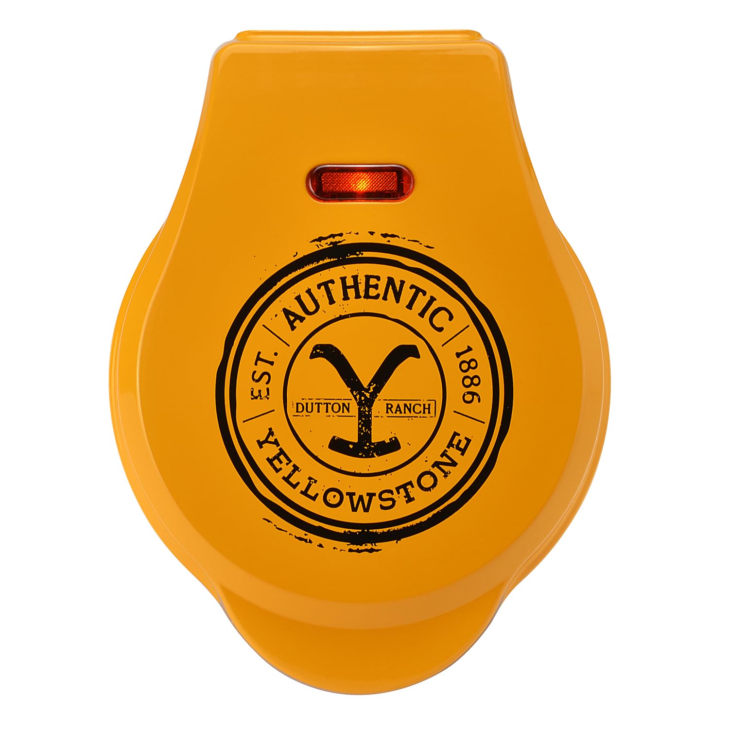 Yellowstone - Máquina para hacer gofres de 4 pulgadas por Select Brands - Mini máquina de gofres redonda con platos de cocción antiadherentes, luz indicadora y práctica envoltura de cable, fácil 3