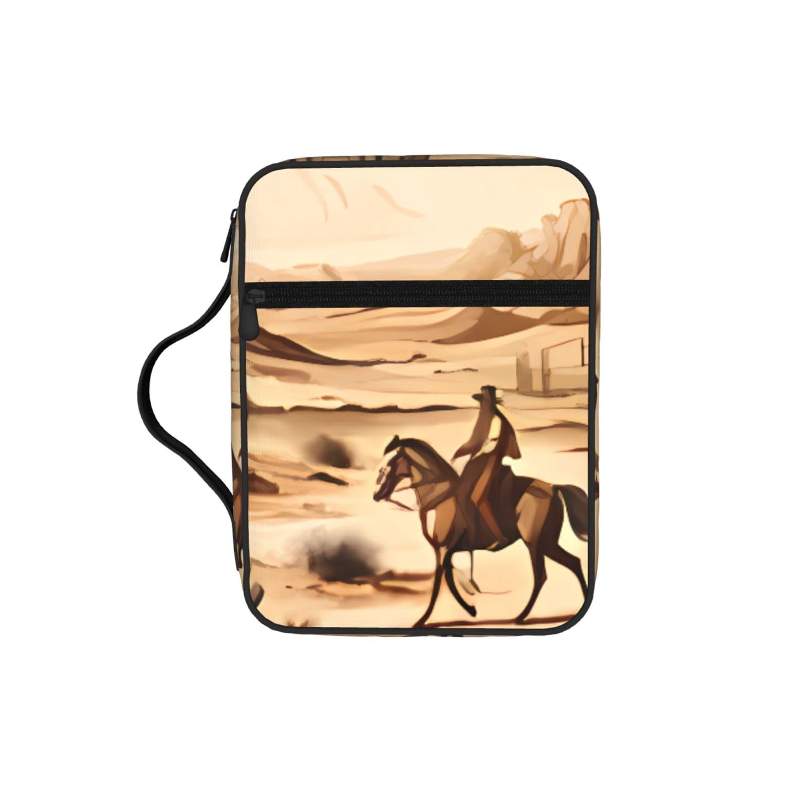 West Desert Cactus With Cowboys Riding Horses Bible Cover Case Waterproof Bible Bag With Handle Organizer Storage Book Cover For Bible Study