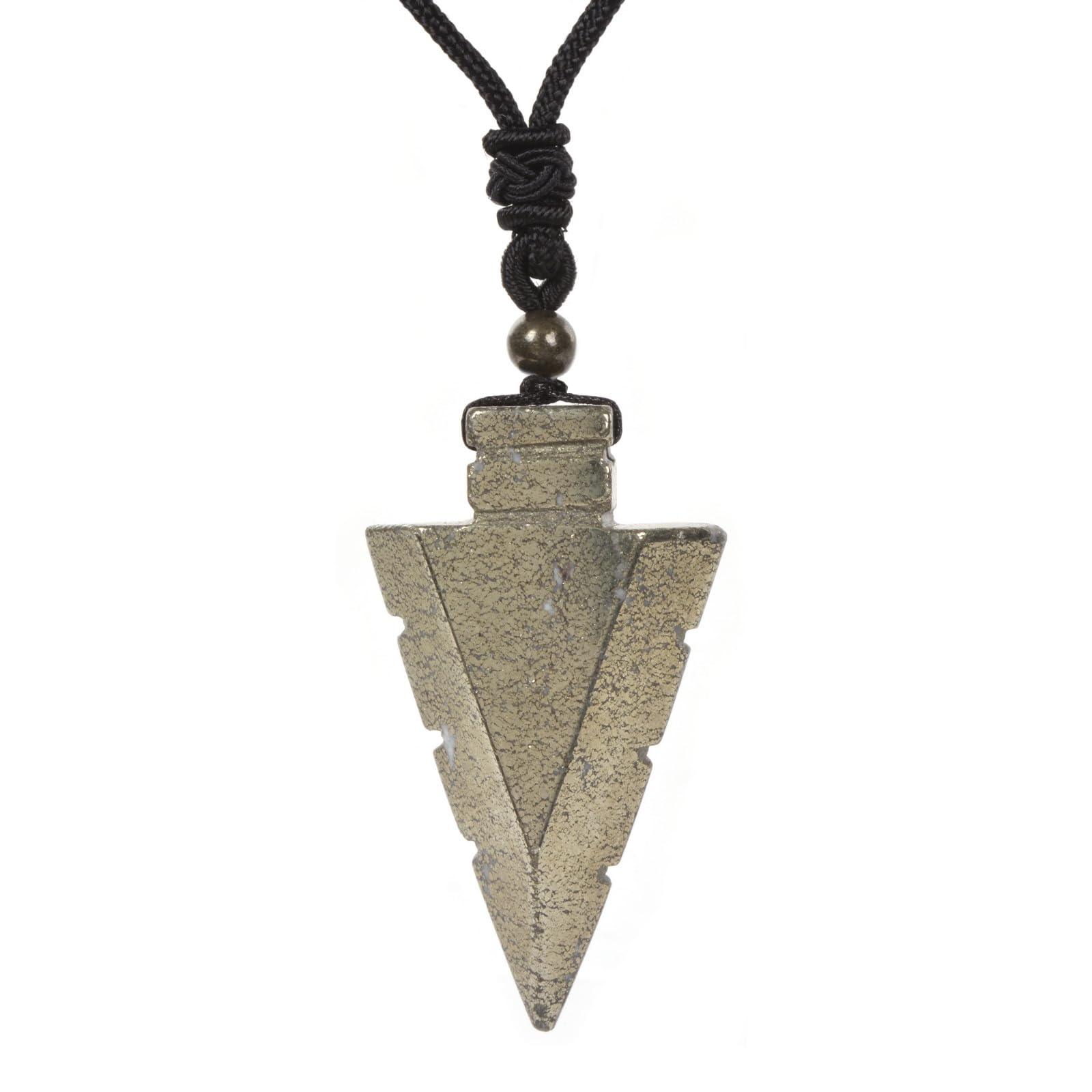 Justinstones Natural Gemstone 47mm Arrowhead Flatback Spearhead Healing Stone Crystal Christmas Tree Gift Amulet Pendant Adjustable Braided Cord Necklace 18 to 28 Inch