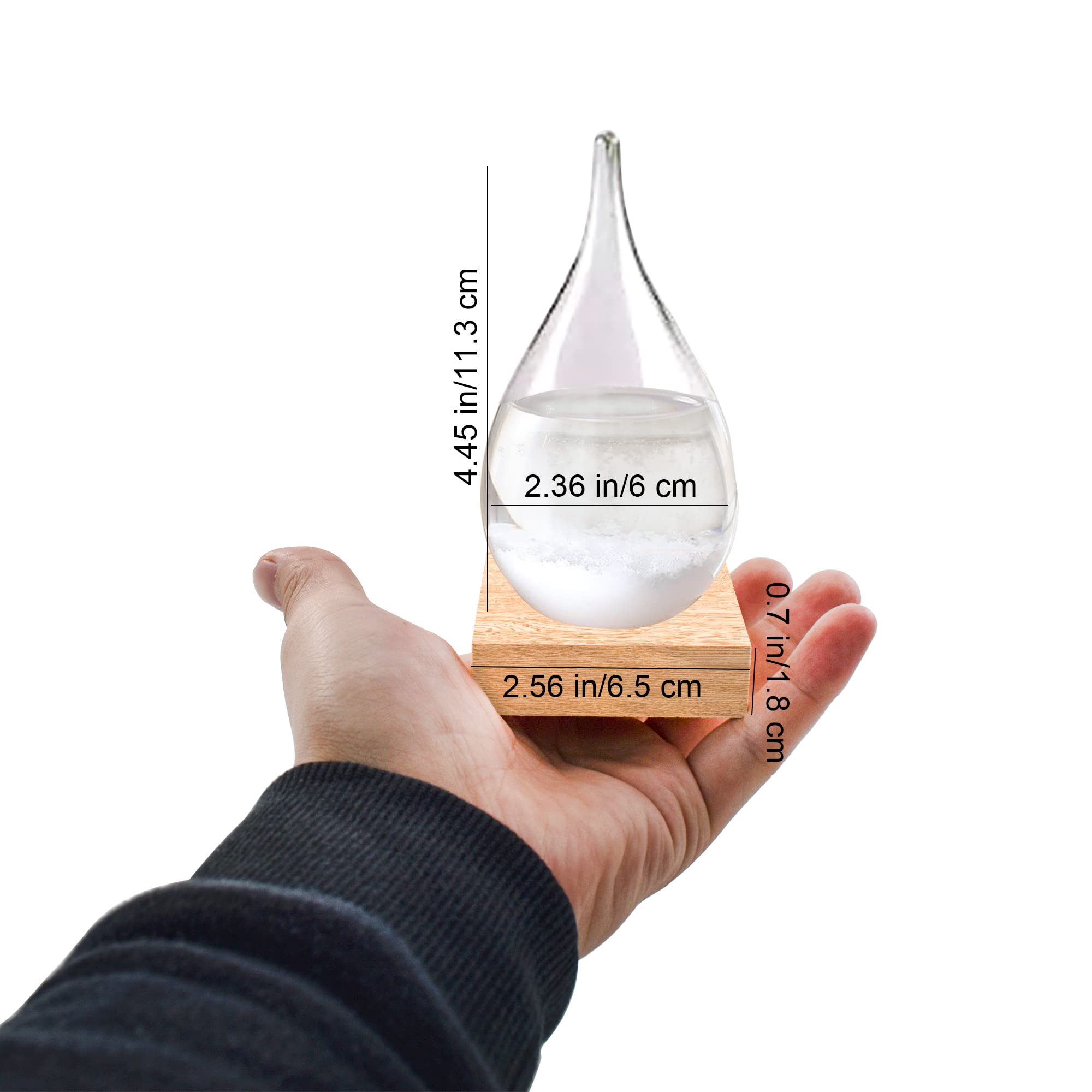 Storm Glass Crystal Weather Forecast Bottle with Wooden Base, Decorative Drop-Shaped Glass Bottle Christmas Decoration for Home and Office Christmas Gift