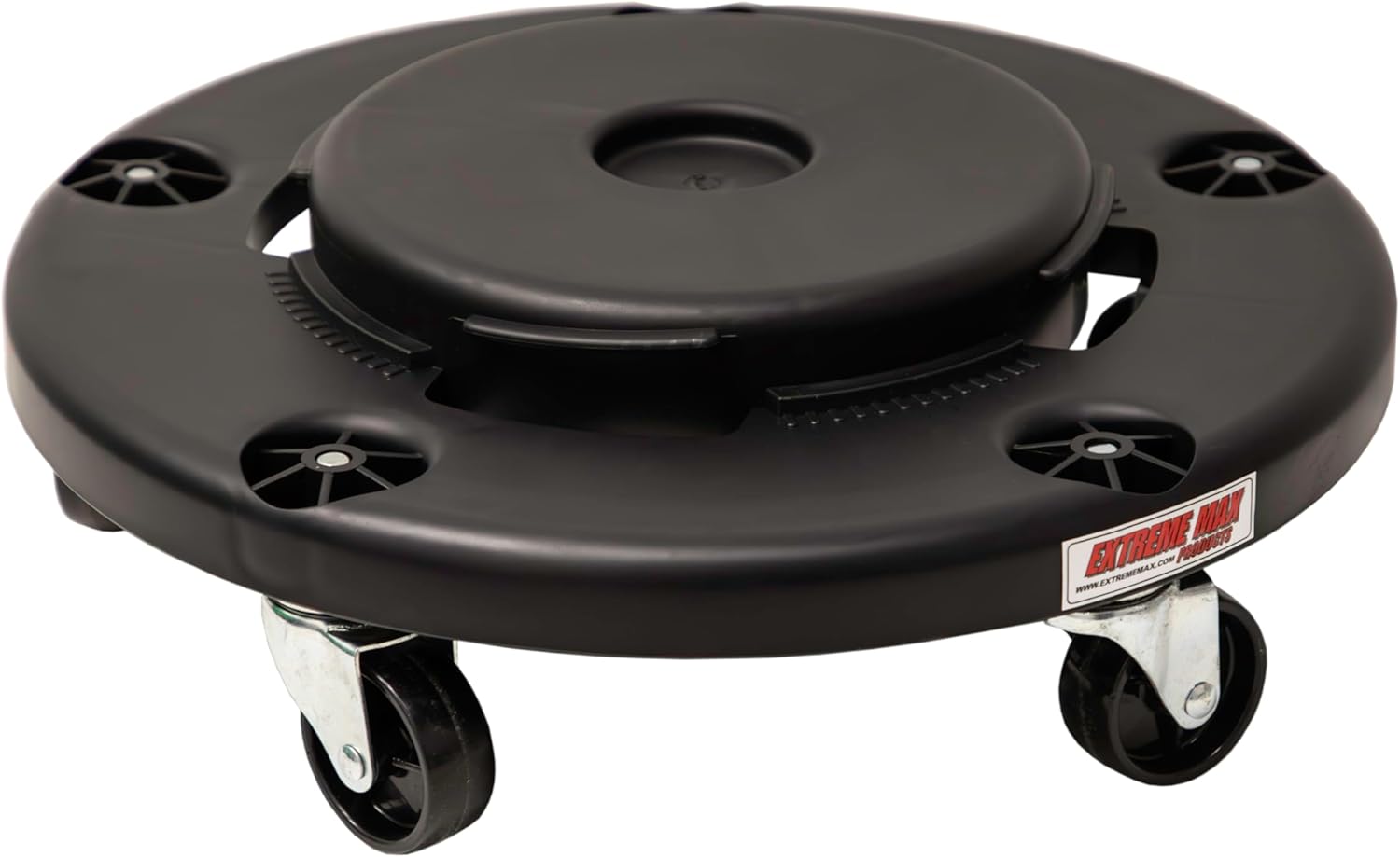 Extreme Max 5001.6832 Trash Can Dolly with Five 3" Rugged Casters for Smooth Transport of Heavy Loads - 500 lb. Capacity, Fits 22-55 Gallon Trash Cans - Set of 2