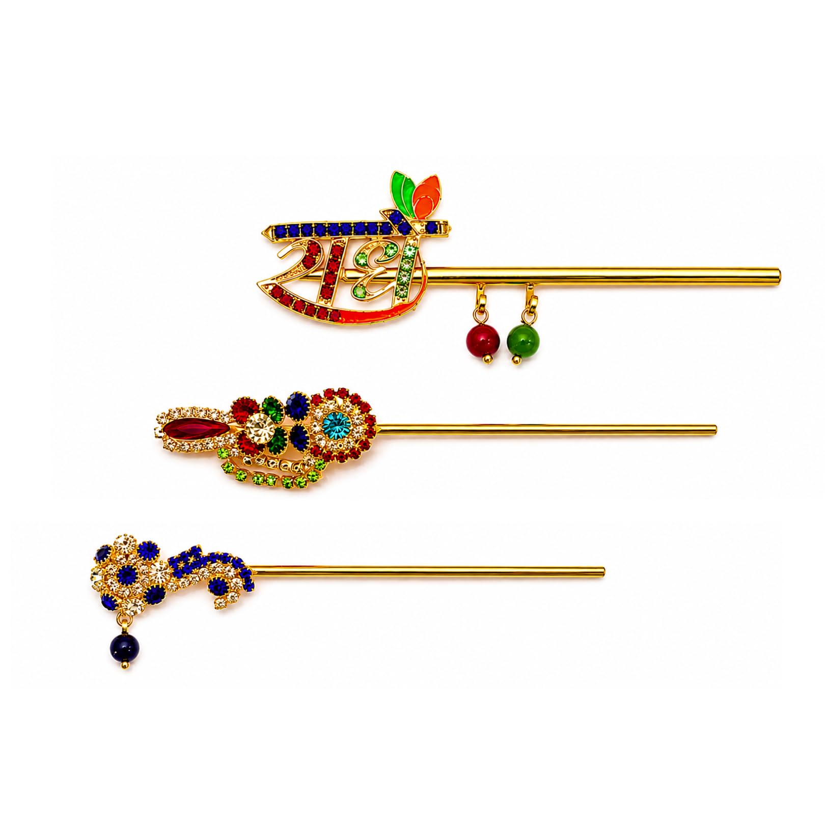 Flute Size : 4 Inch | Pack of 3 Laddu Gopal Bansuri | Stone Work Murli for Kanha Ji, Thakur Ji | Krishna Flute | Bansi | Thakur Ji Shringar Accessories | 4 Inch Bansuri-image-22