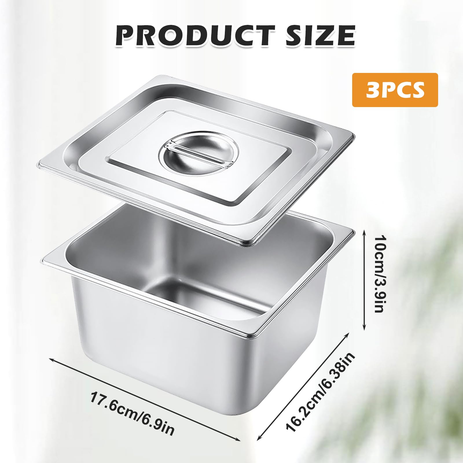 Lot De 3 Bac Inox Alimentaire, Plat Four Rectangulaire, 17.6 * 16.2 CM Plats À Four En Acier Inoxydable, Plat Four Rectangulaire, Bac De Cuisson En Inox, Pour Servir Des Plats Et Gril Gâteaux