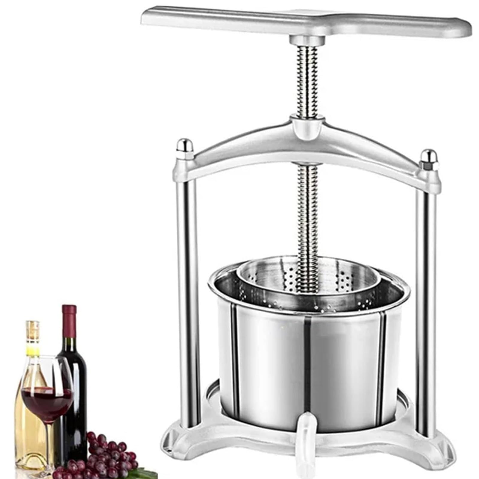 Presse à jus et à vin manuelle - Extracteur de fruits et légumes - 3 l - Pour jus, fabrication de vin et transformation des aliments