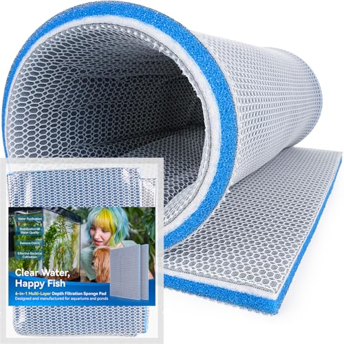 Image of Borlech 8-Layer Fast-Acting Aquarium Filter Pad - Cut-to-Size Aquarium Floss Media for Fish Tank, Pond, Sump - Fast Water Polishing in Hours (19.7 inchx15.75 inchx0.6 inch)