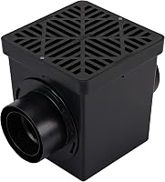 NDS 9-Inch Square Catch Basin Kit with Grate, Adapters & Plug - Black Stormwater Drain for Lawns, Patios & Downspouts