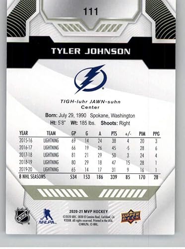 Miniatura 2 de 2020-21 Upper Deck MVP #111 Tyler Johnson Tampa Bay Lightning NHL Hockey Trading Card