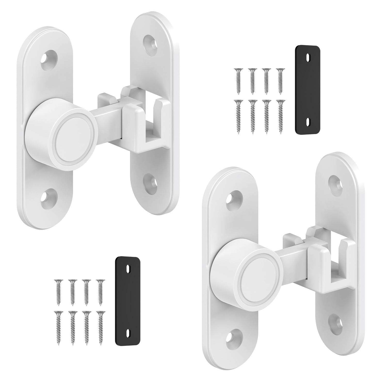 YogePote 90/180 Degree Barn Door Lock, Zinc Alloy Flip Gate Latches Hardware for Bathroom, Bedroom, Fence, Garage, Cabinet, Outdoor – Home Security & Privacy Sliding Door Latch Lock (White-2PCS)