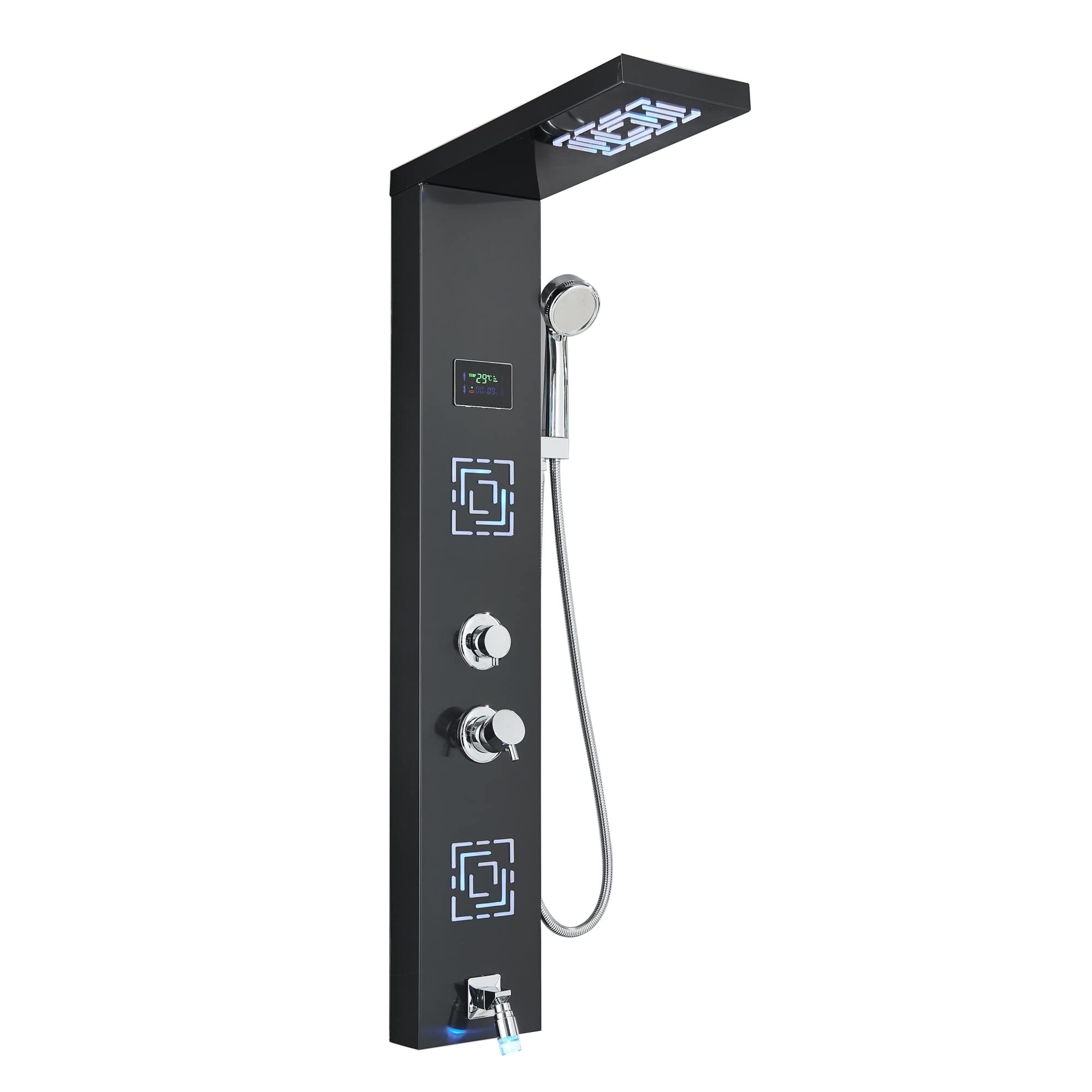 Panneau de douche LED noir brossé pour transformer votre salle de bain en spa à la maison