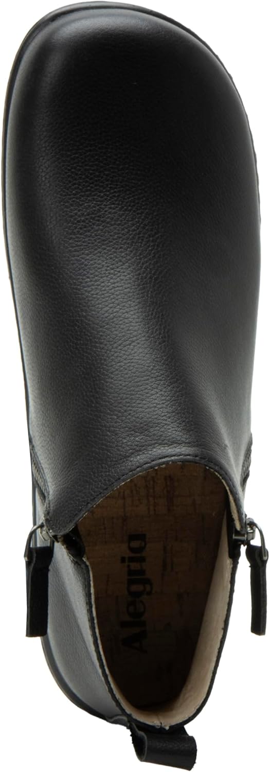 Alegria Women’s Oaklee Double Zippers Leather Wood Look Rocker Low Ankle Bootie