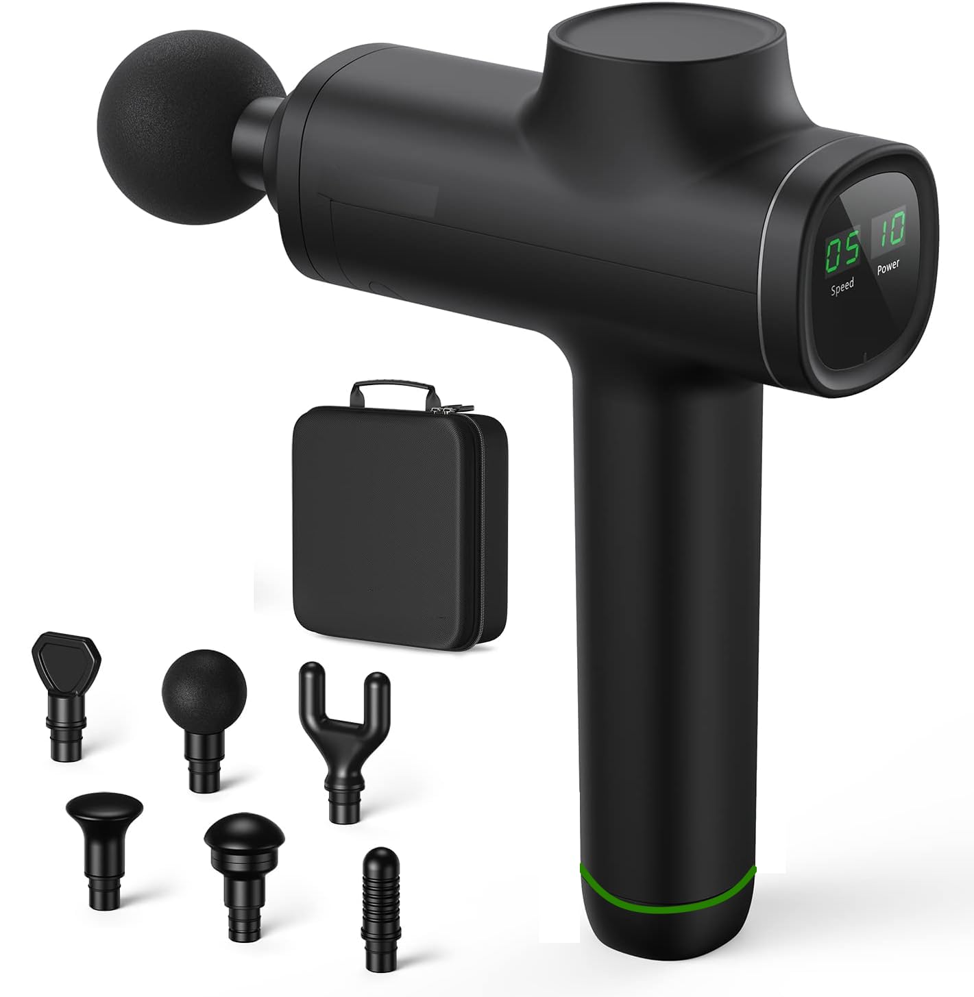 FFitness Pistola Massaggio Muscolare Massaggiatore 30 Velocità Muscolare a Percussione Massage Gun 6 Testine Intercambiabili