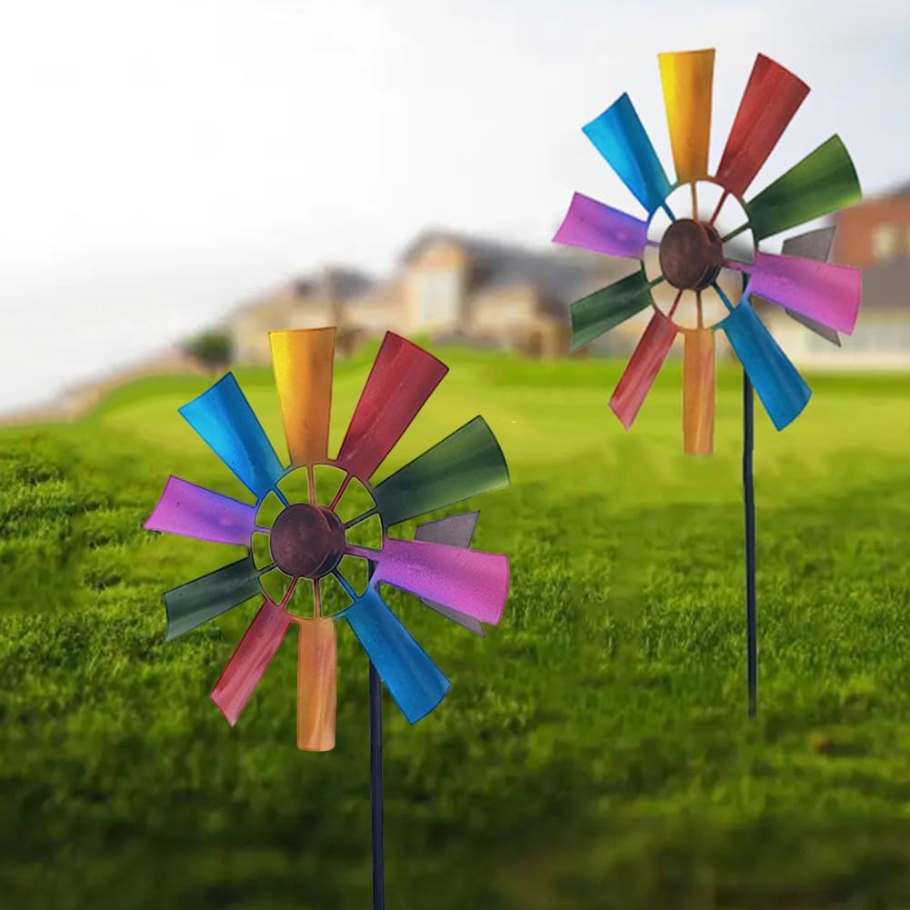 Whychstore Molino de viento de metal, molinillo de viento de jardín con rotación de para 360 grados para decoración de jardín al aire libre, como patio, jardín y patio, N3O9H21J6T5D9W4U75UF0HO0H50U4