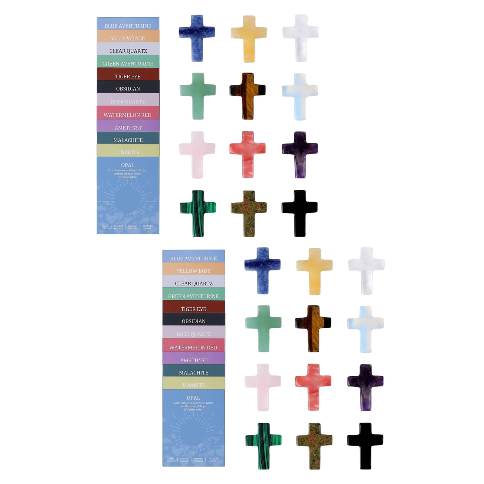 our fave Inspires Miniature Crystal Crosses Set Stylish Gemstones Pocket Hug Gift with Educational Cards Natural Crystal Meet Enchantments