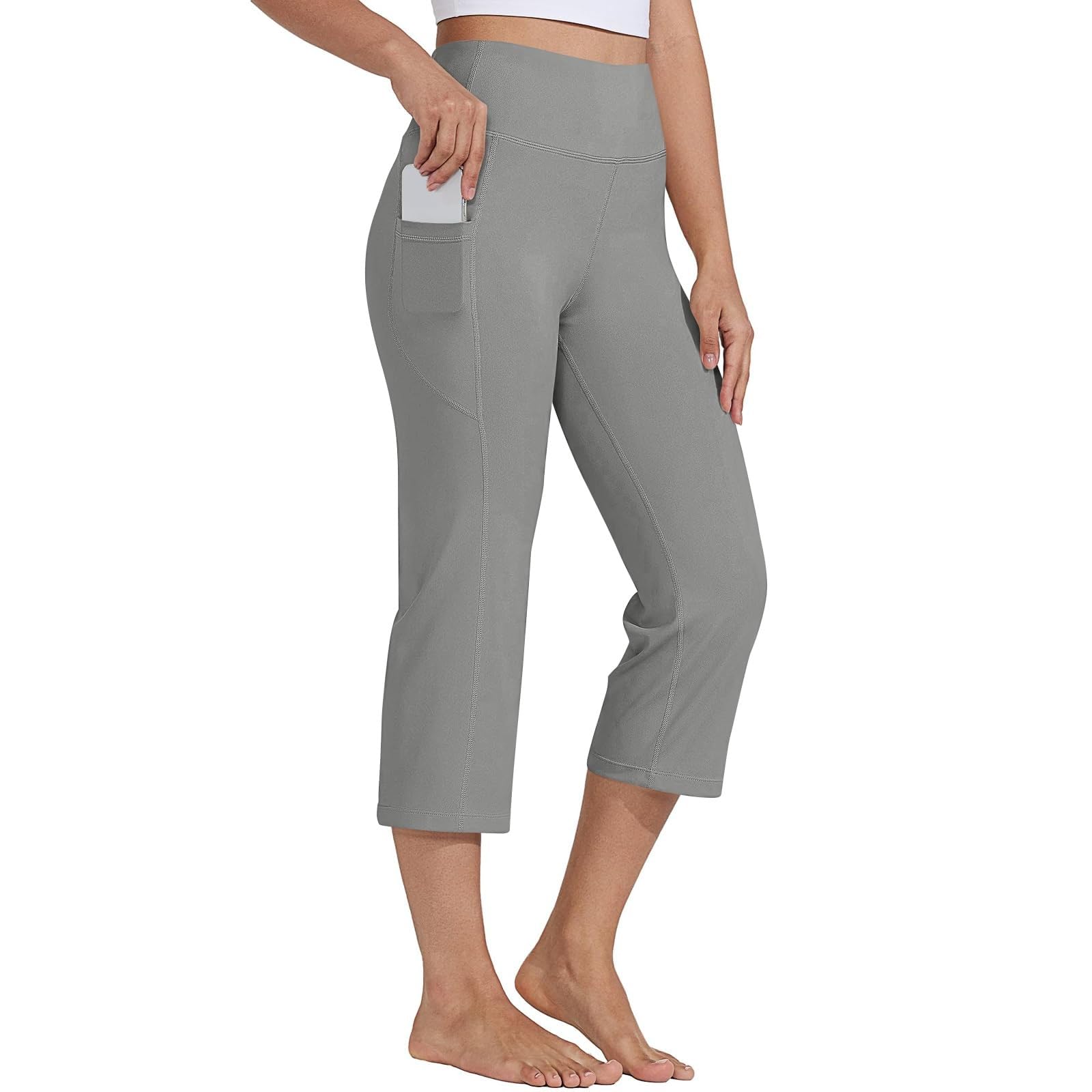 Pantalon capri léger pour femme - Pantalon de loisirs stretch - Pantalon de