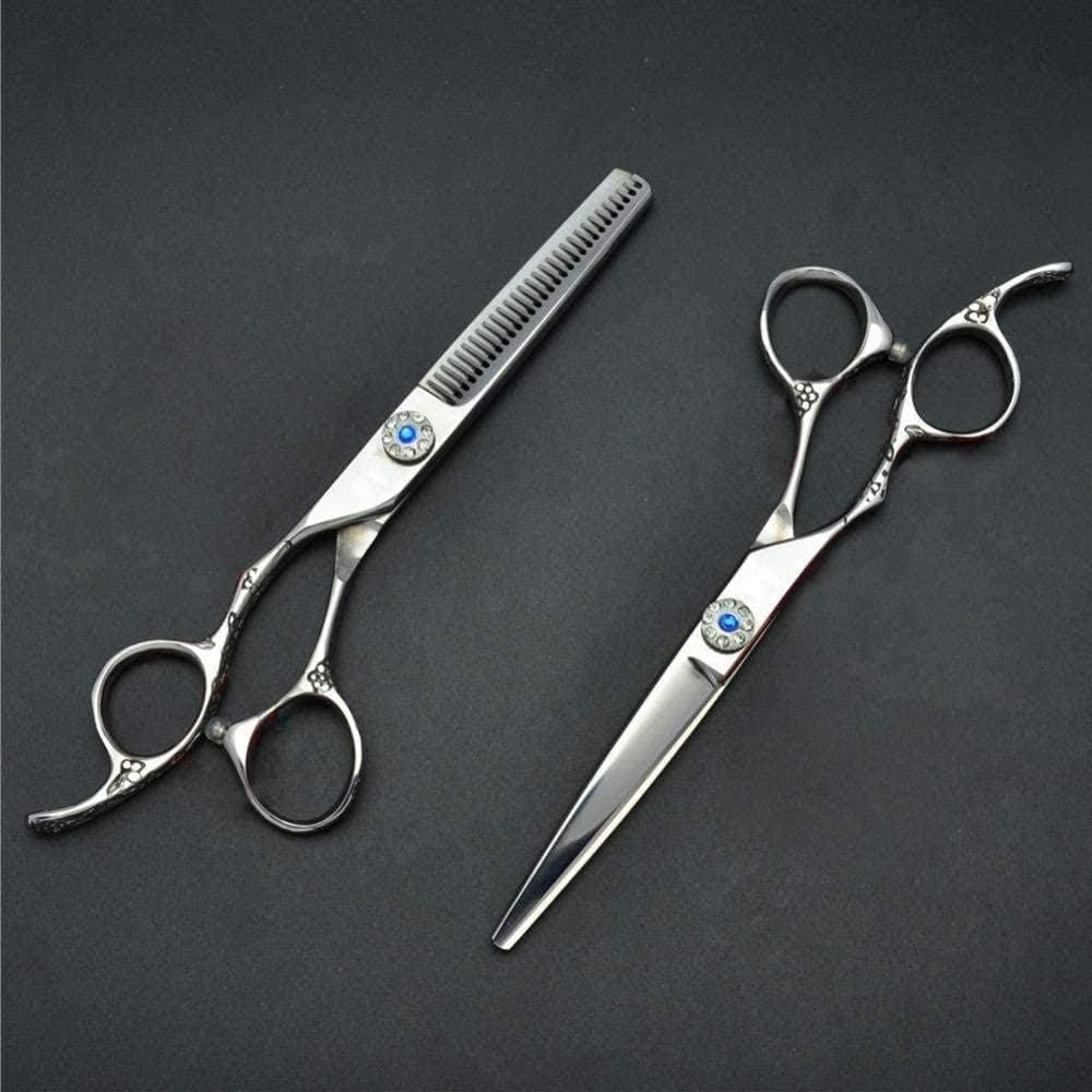 Tijeras de peluquería Profesionales 440c de Acero Inoxidable con Mango Giratorio de 360 Grados y diseño ergonómico. Set de peluquería para el hogar.
