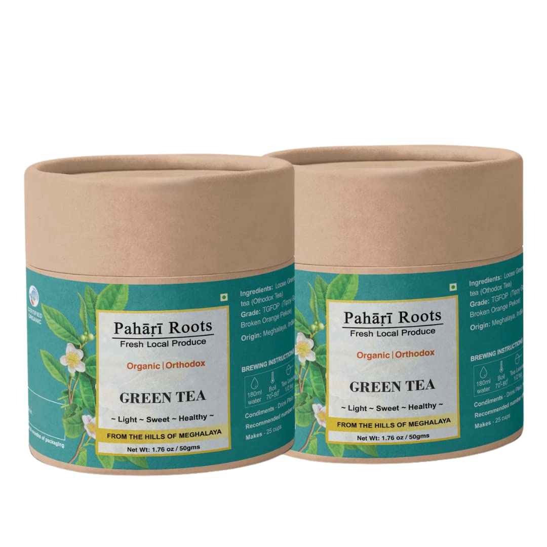 Pahari Roots Orthodox Green Tea (TGFOP) | Loose leaves | Pack of 2 (50 g x 2) (B0BVKNKG64) Amazon Price History, Amazon Price Tracker