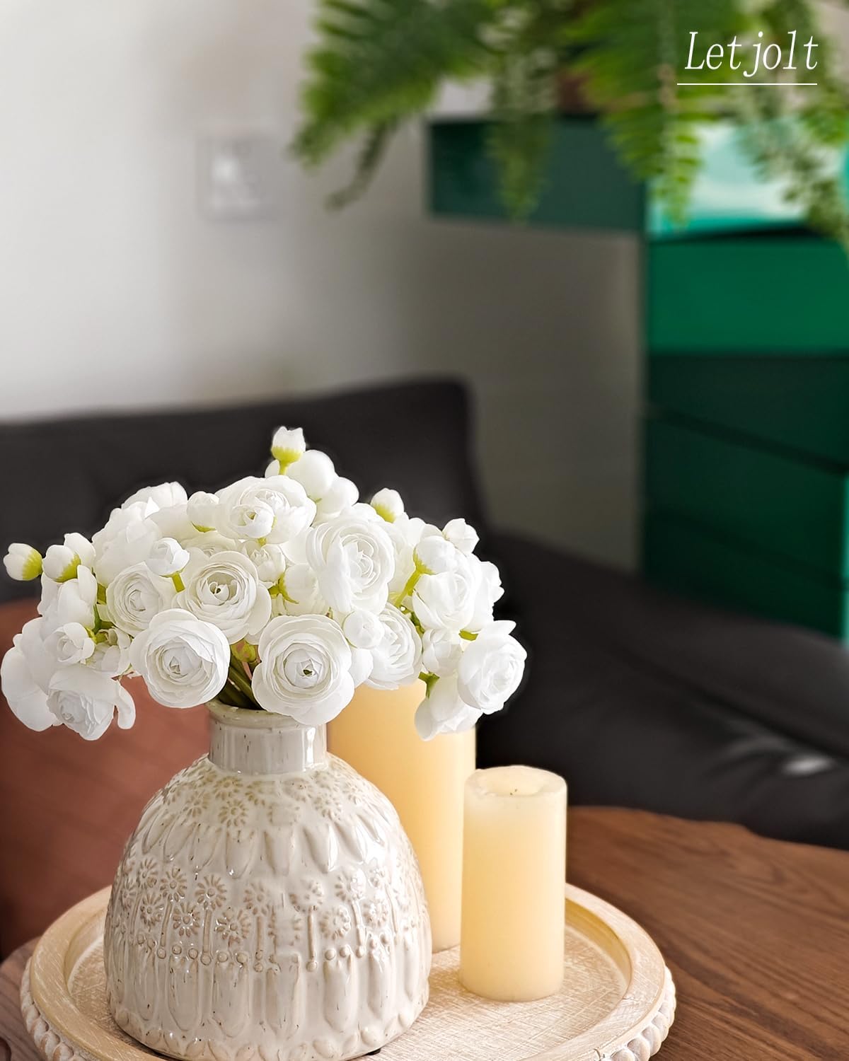 Letjolt Ranunculus Artificial Flower White Silk Flowers Faux DIY Bouquet for Wedding Engagement Centerpieces Arrangements Bridal Shower Decorations Home Decor 18pcs - Image 5