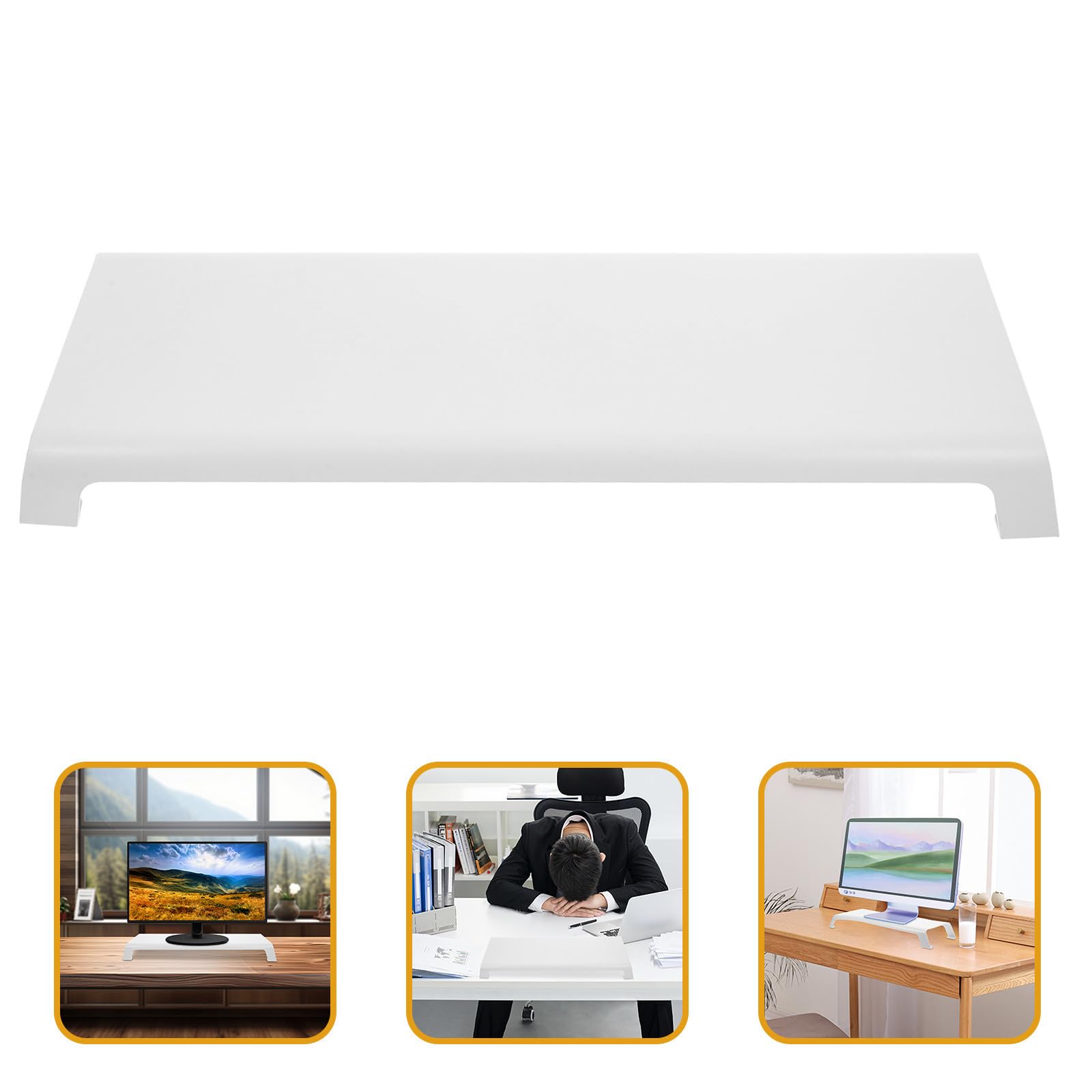 PRETYZOOM Supporto per Monitor Riser, Computer Screen Riser in Lega di Alluminio Bianco Piedini in Silicone, Lo Schermo, per Scrivania, Studenti e Makeup Enthusiasts